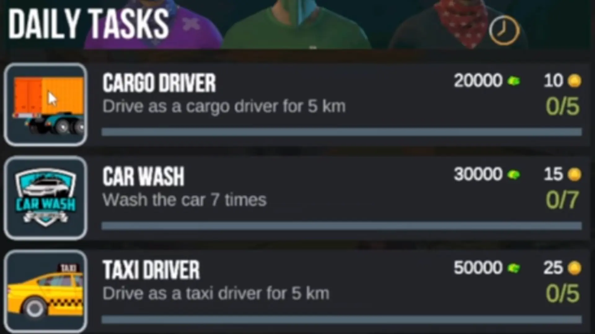 Daily tasks, mission and challenges in car parking multiplayer game